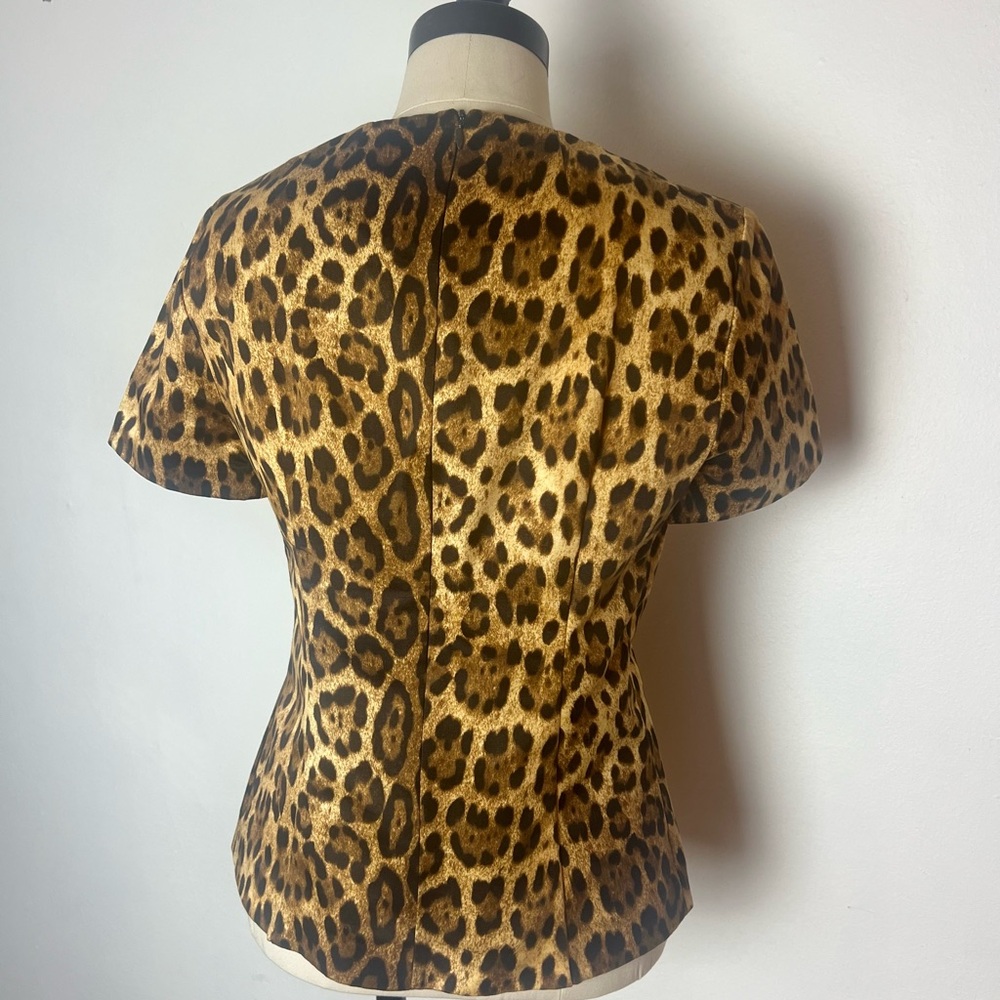 MICHAEL KORS Made In Italy Rayon Leopard Print Short Sleeve Blouse Top Size 10 - Picture 10 of 11